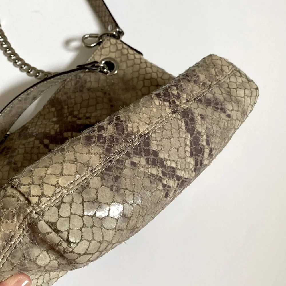 Michael Kors Bag Jet Set Chain Snakeskin Gather Shoulder Tote Crossbody Bag - Picture 8 of 14